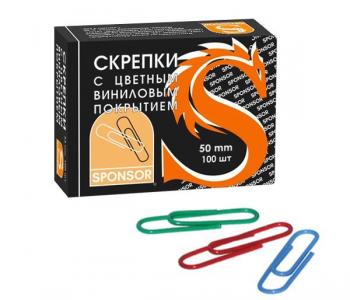 Скрепки 50мм\50шт. цветные Россия